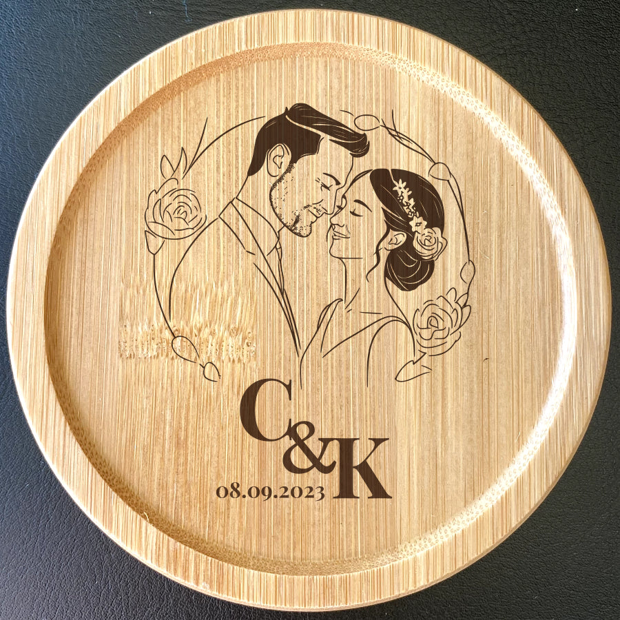 Personalised Wedding Wooden Coaster for Couples