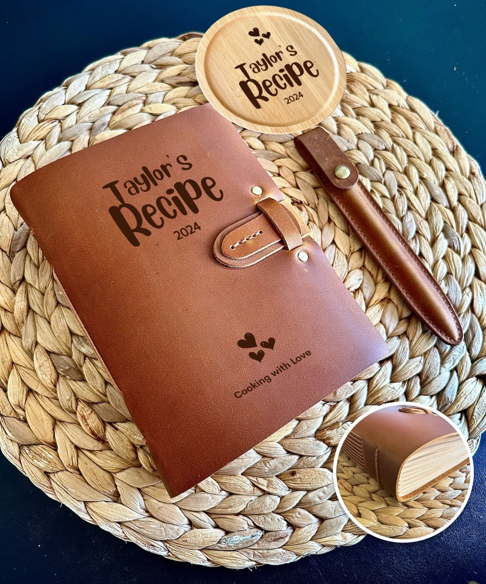 Custom Leather Thick Cookbook for Food Lovers
