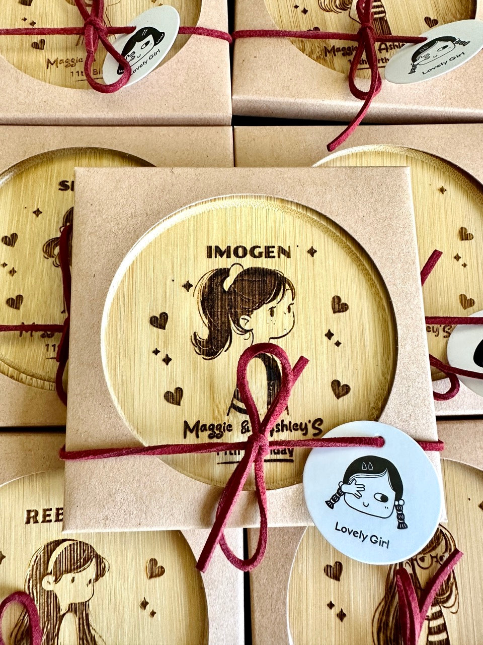 Unique engraved cartoon kids coaster keepsake gift