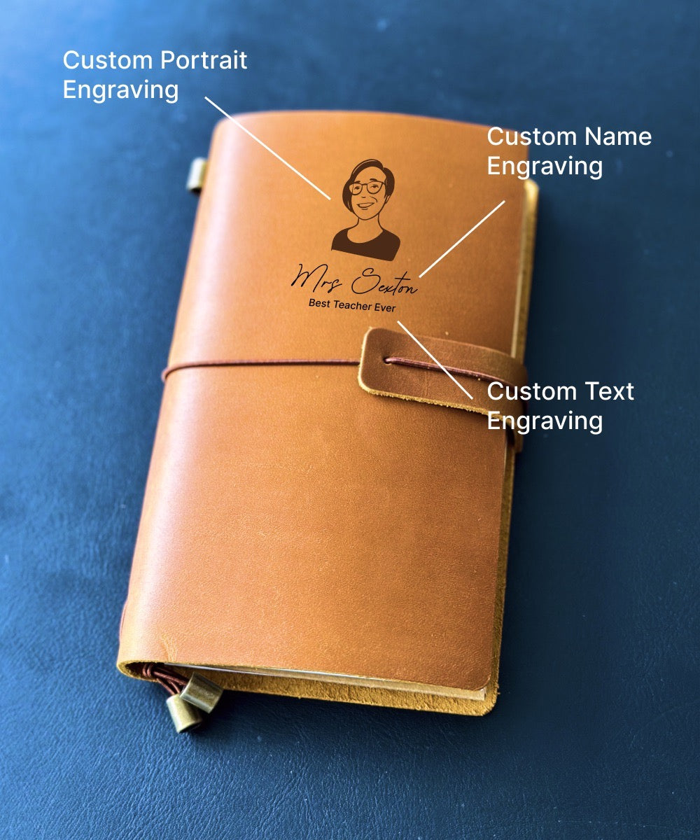 Handcrafted Leather Journal for Teachers - Elegant, Personalised Notebook