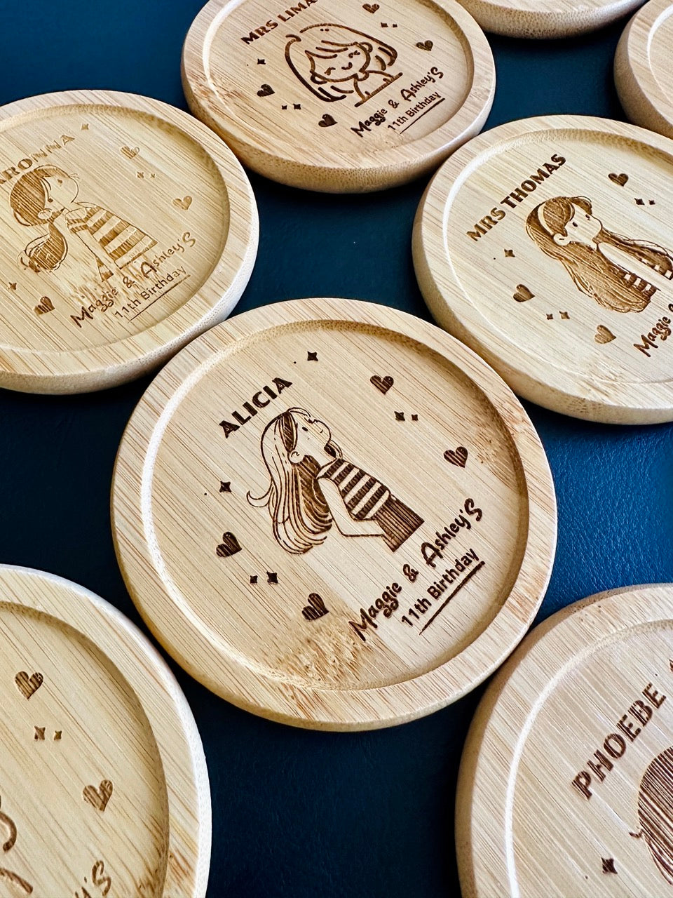 Personalised kids cartoon coaster engraved with name
