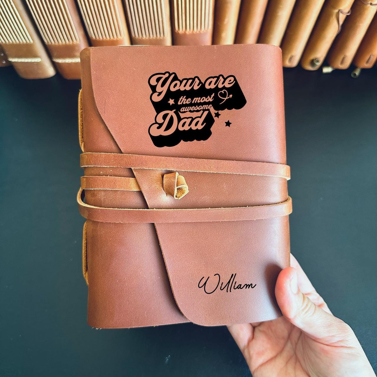 Father’s Day engraved leather diary gift for Dad or Grandpa