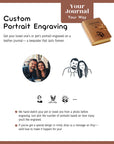 a brochure with a picture of two people and a book