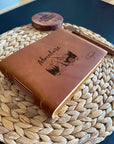 Durable Crazy Horse leather travel book, personalized as a Father’s Day gift. Ideal for dads who love to explore and journal their adventures