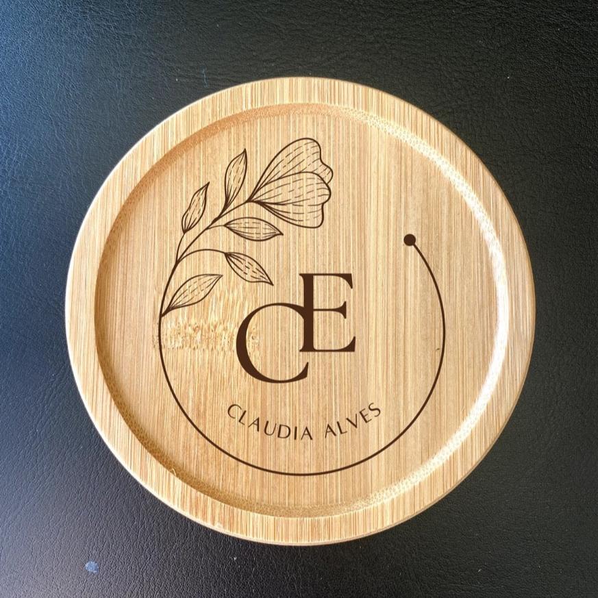 Custom couple portrait on floral wooden coaster for anniversary gift ideas, engagement presents, wedding present ideas
