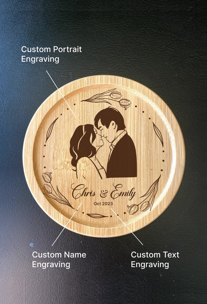 Personalised Wooden Coaster for Couples: Wedding and Anniversary Gift