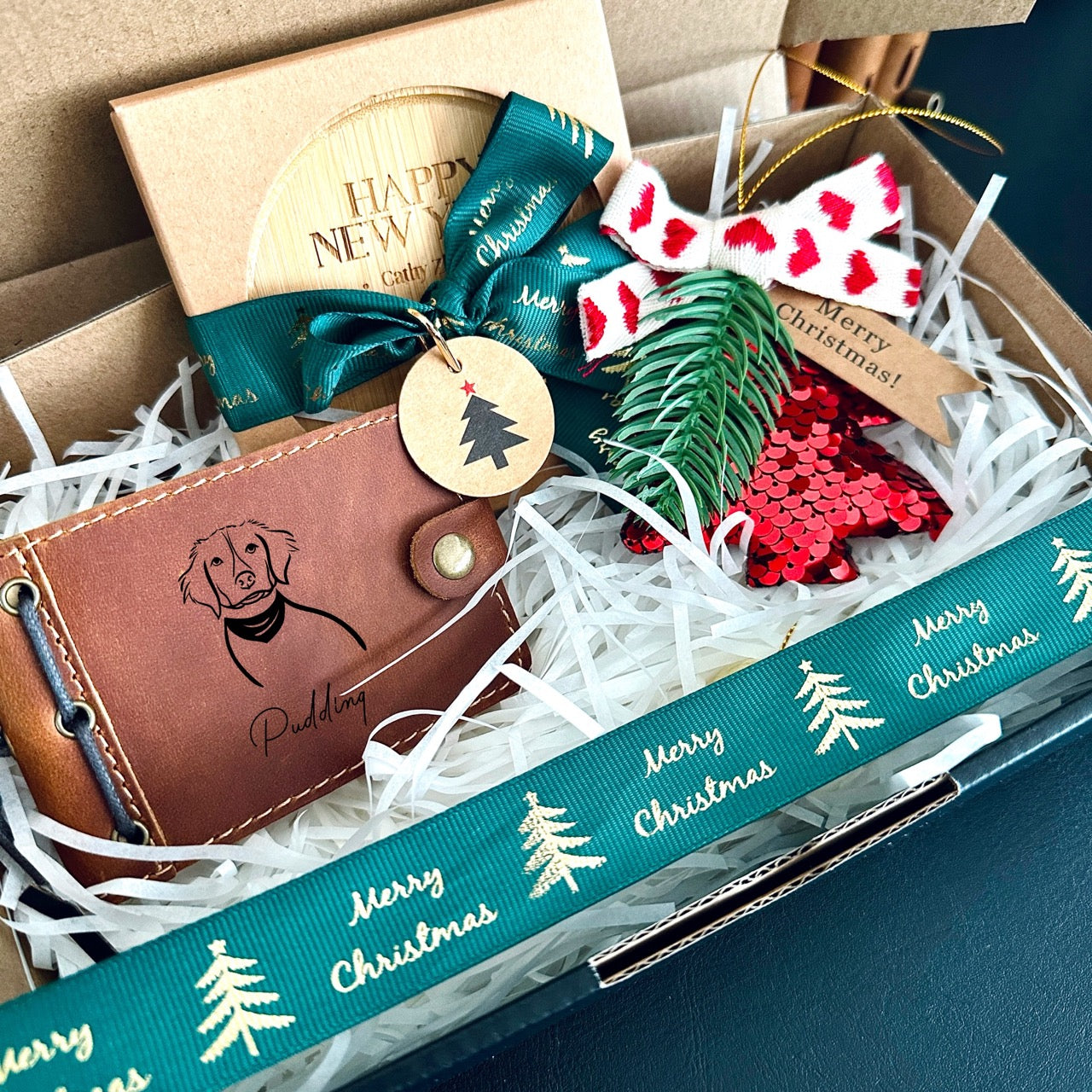 Deluxe Christmas Hamper with Leather Pocket Notebook & Ornaments