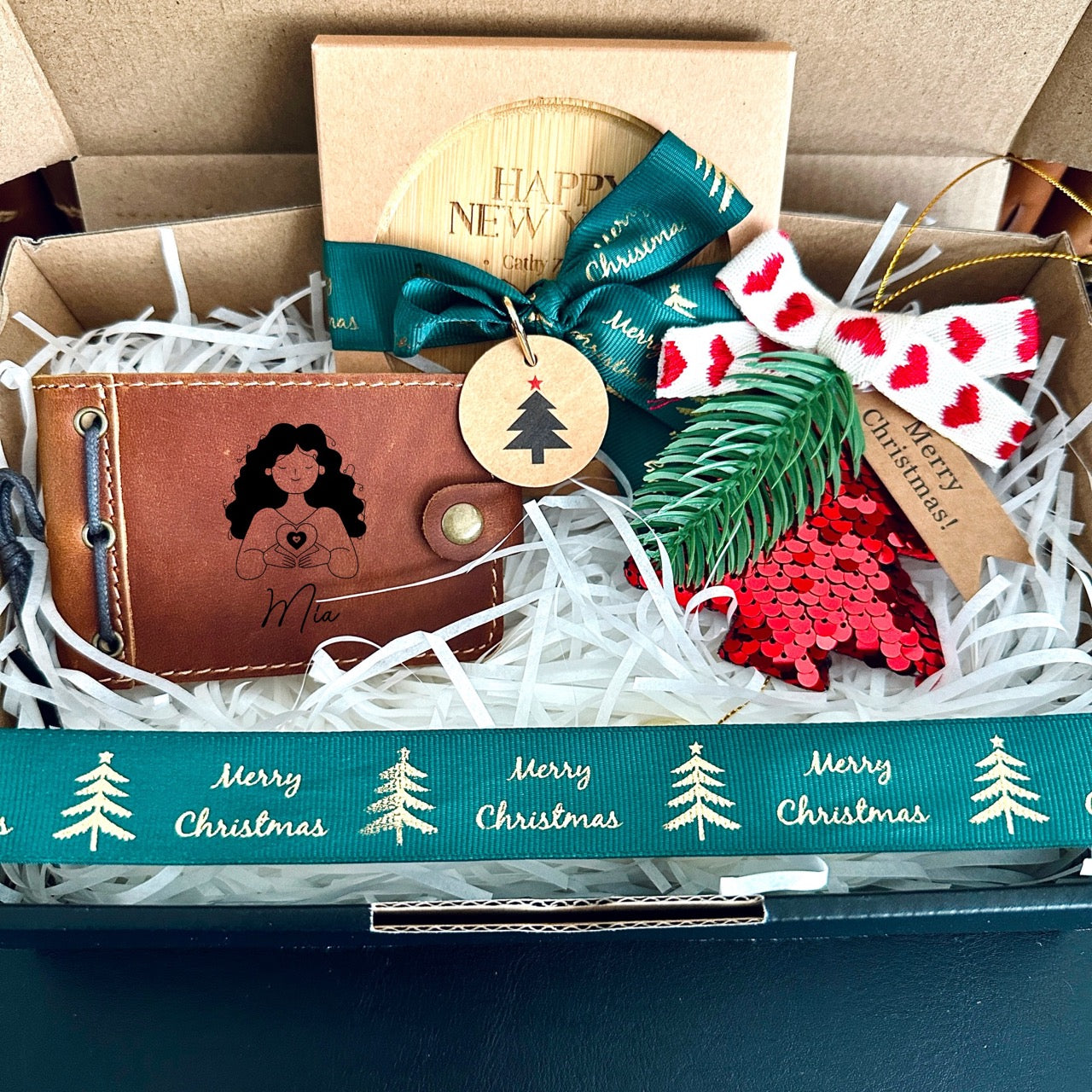 Deluxe Christmas Hamper with Leather Pocket Notebook & Ornaments