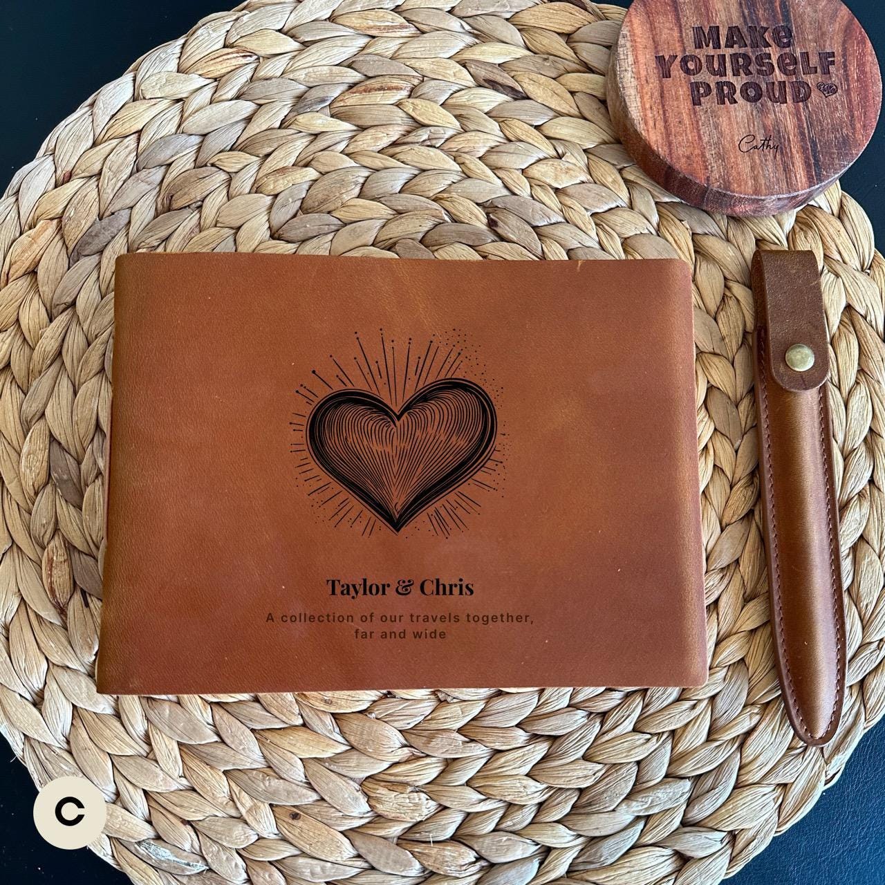 Custom love notebook – engraved leather Christmas gift