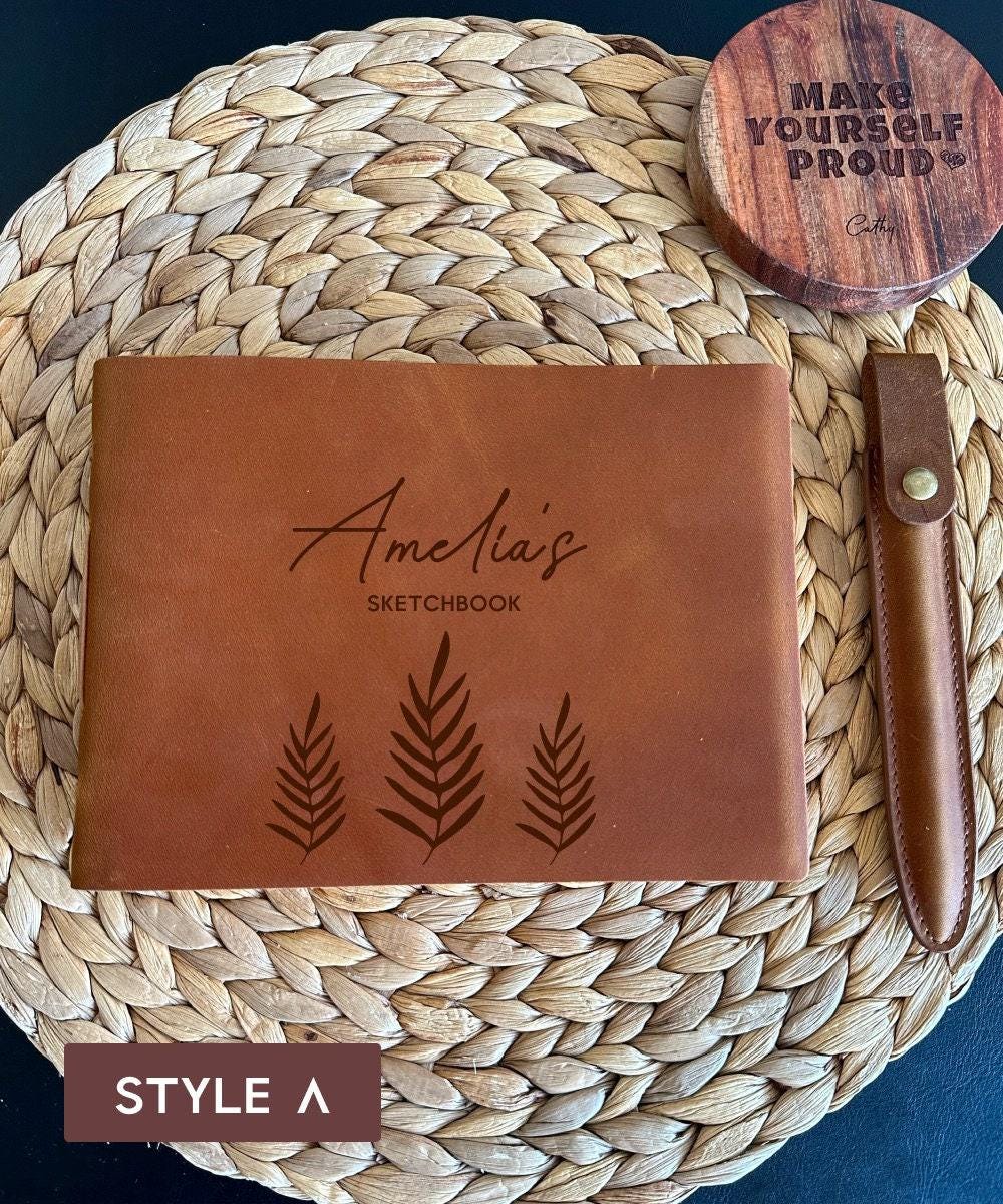 Handmade crazy horse leather drawing journal for artists