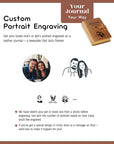 a brochure with a picture of two people and a book
