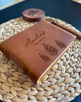 Personalised Leather Sketchbook with Floral Design – 400 Pages for Artists, Writers & Professionals