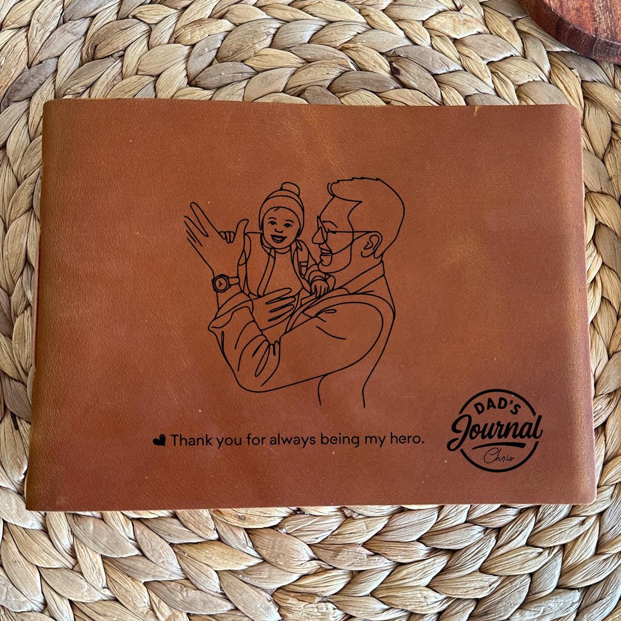 custom father’s day gift engraved leather notebook