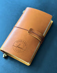 Personalised crazy horse leather notebook with couple names and date