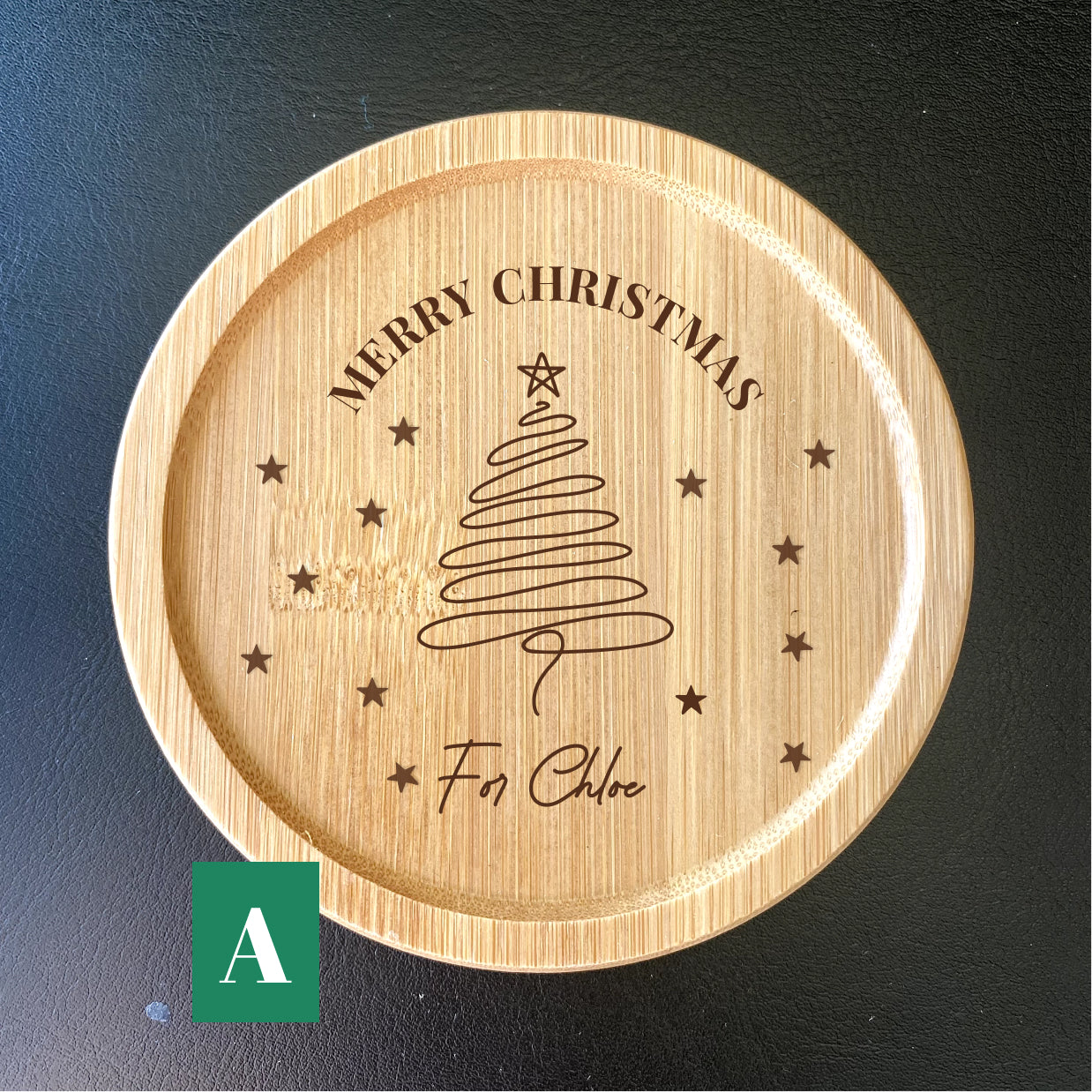 Custom Christmas Tree Coaster - Personalised Engraving