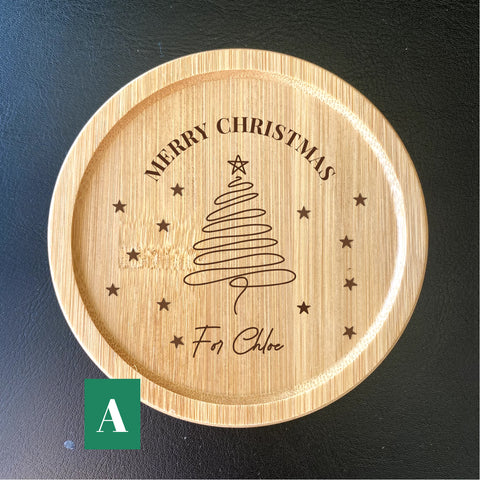 Custom Christmas Tree Coaster - Personalised Engraving