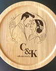 Personalised Wedding Wooden Coaster for Couples