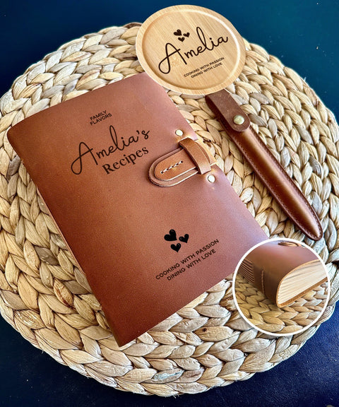 Handcrafted Thick Leather Recipe Notebook - Durable Culinary Journal