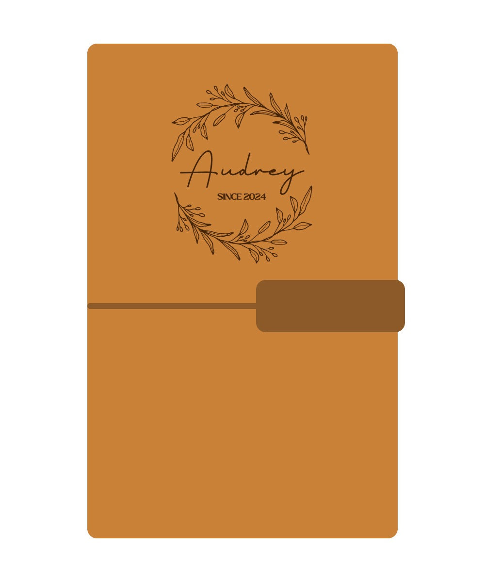 Personalised cover of wedding journal with date and names