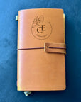 Personalised anniversary message inside leather journal