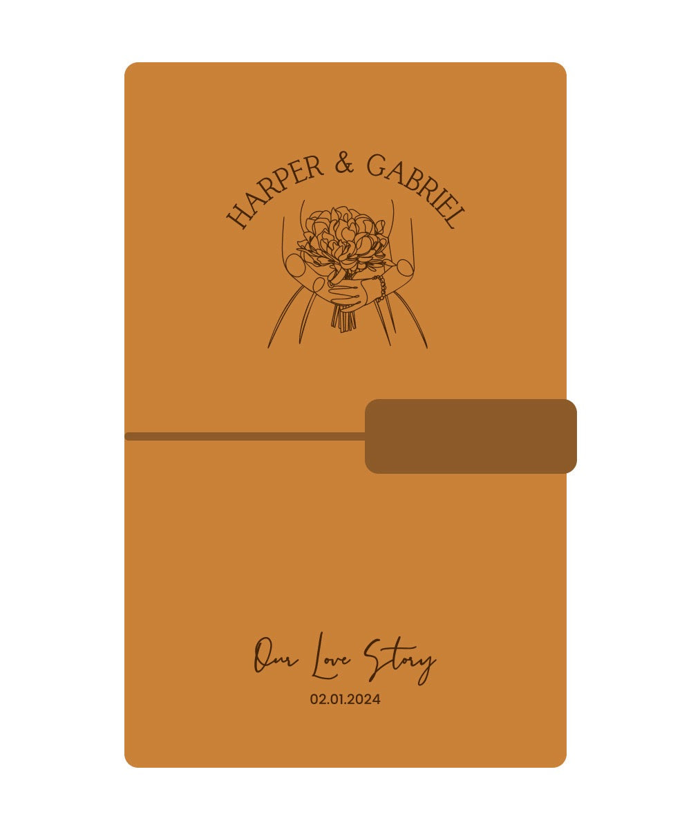 &quot;Our Love Story&quot; Personalised Leather Journal - The Ultimate Wedding Keepsake