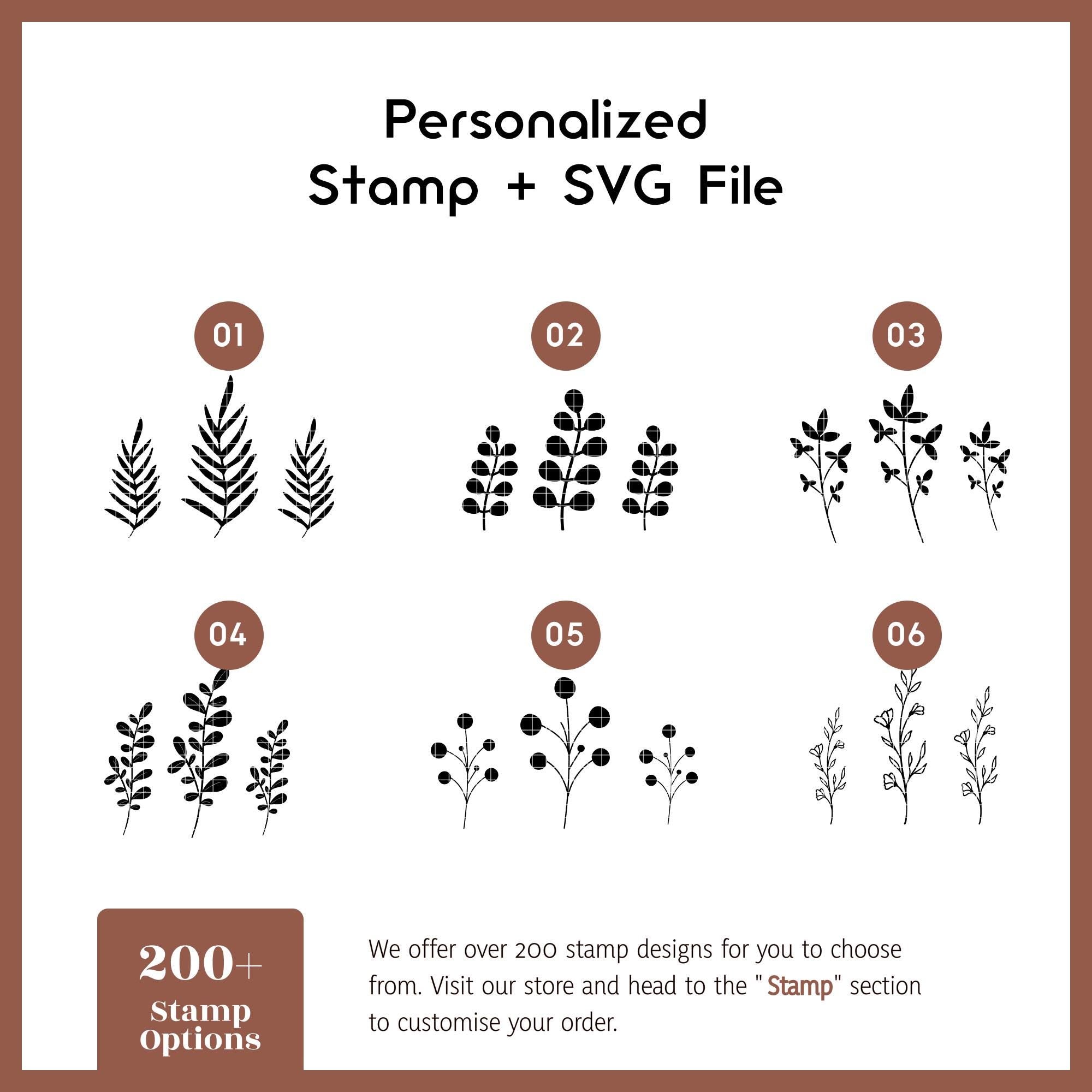 Botanical plant bundle SVG stamp for engraving
