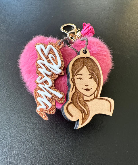 Personalised Portrait and Name Keychain