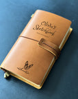 "Paw Prints & Portraits" Leather Journal - Custom Dog Portrait Keepsake