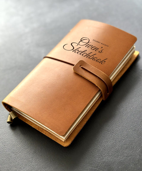 "Name in Script" Custom Leather Journal - Personalised Elegance