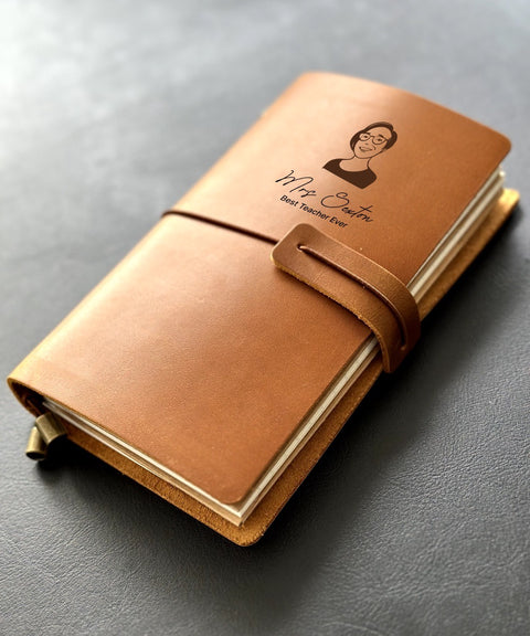 Handcrafted Leather Journal for Teachers - Elegant, Personalised Notebook