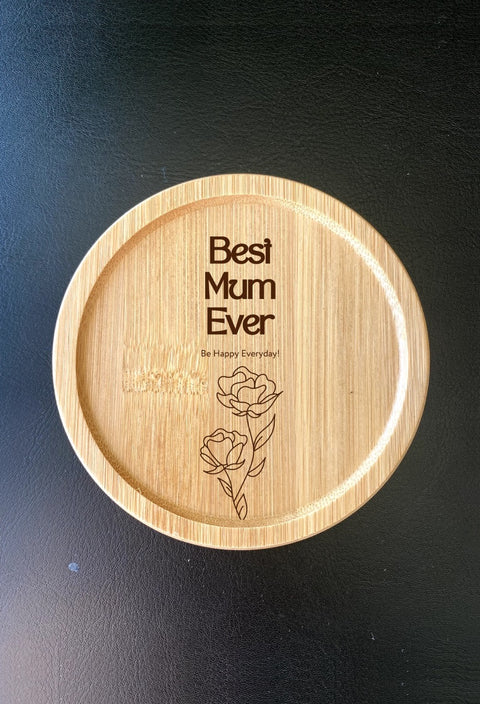 Floral Design Wooden Coaster: Perfect for Mom's Birthday or Mother's Day