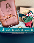 Custom Festive Hamper with Personalised Notebook & Wooden Coaster