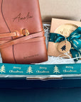 Custom Festive Hamper with Personalised Notebook & Wooden Coaster