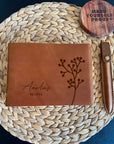 Personalized Leather Journal for Women Birth Flower, Custom Leather Notebook Floral Design Gifts For Her