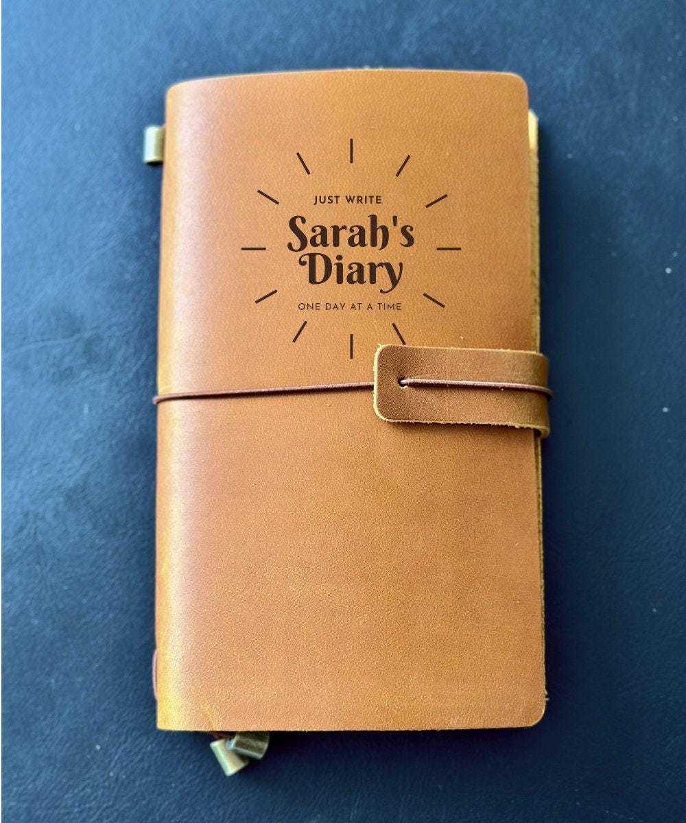 Custom engraved leather journal gift for daughter or friend