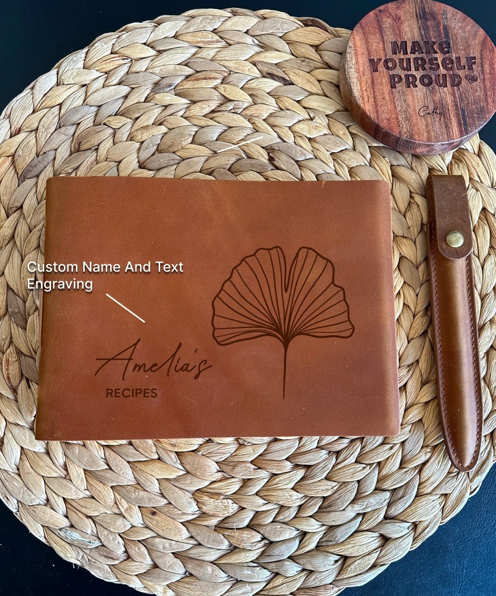 Personalized Leather Journal for Women Birth Flower, Custom Leather Notebook Floral Design Gifts For Her