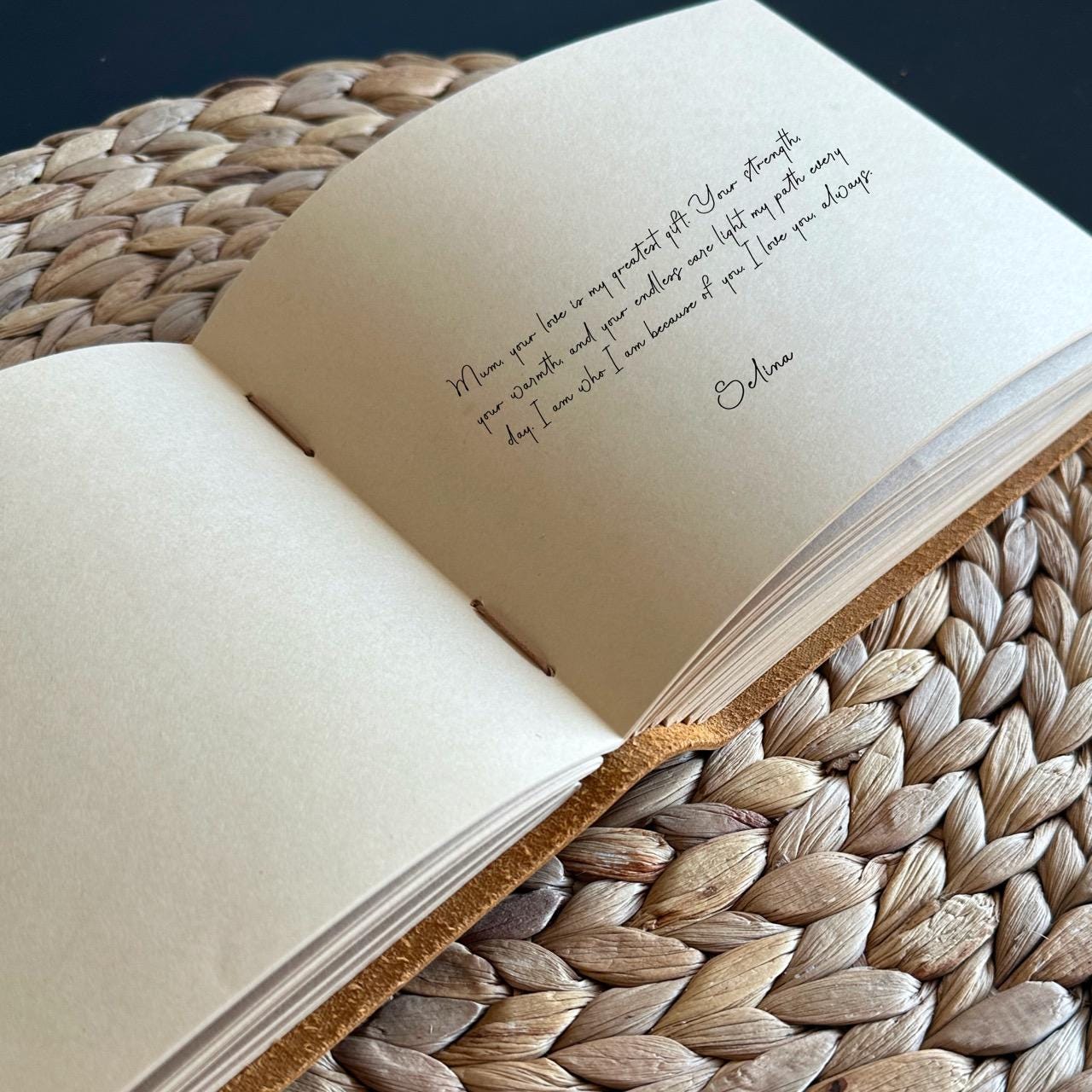 a close up of an open book on a table