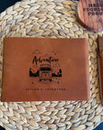 Personalized leather notebook, perfect for travelers.