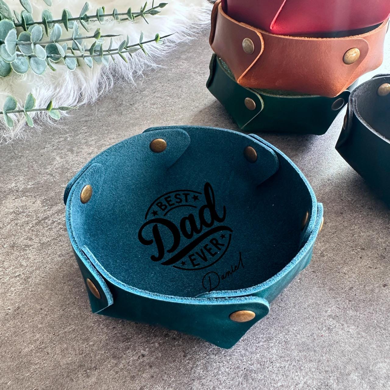 custom leather valet tray father’s day gift