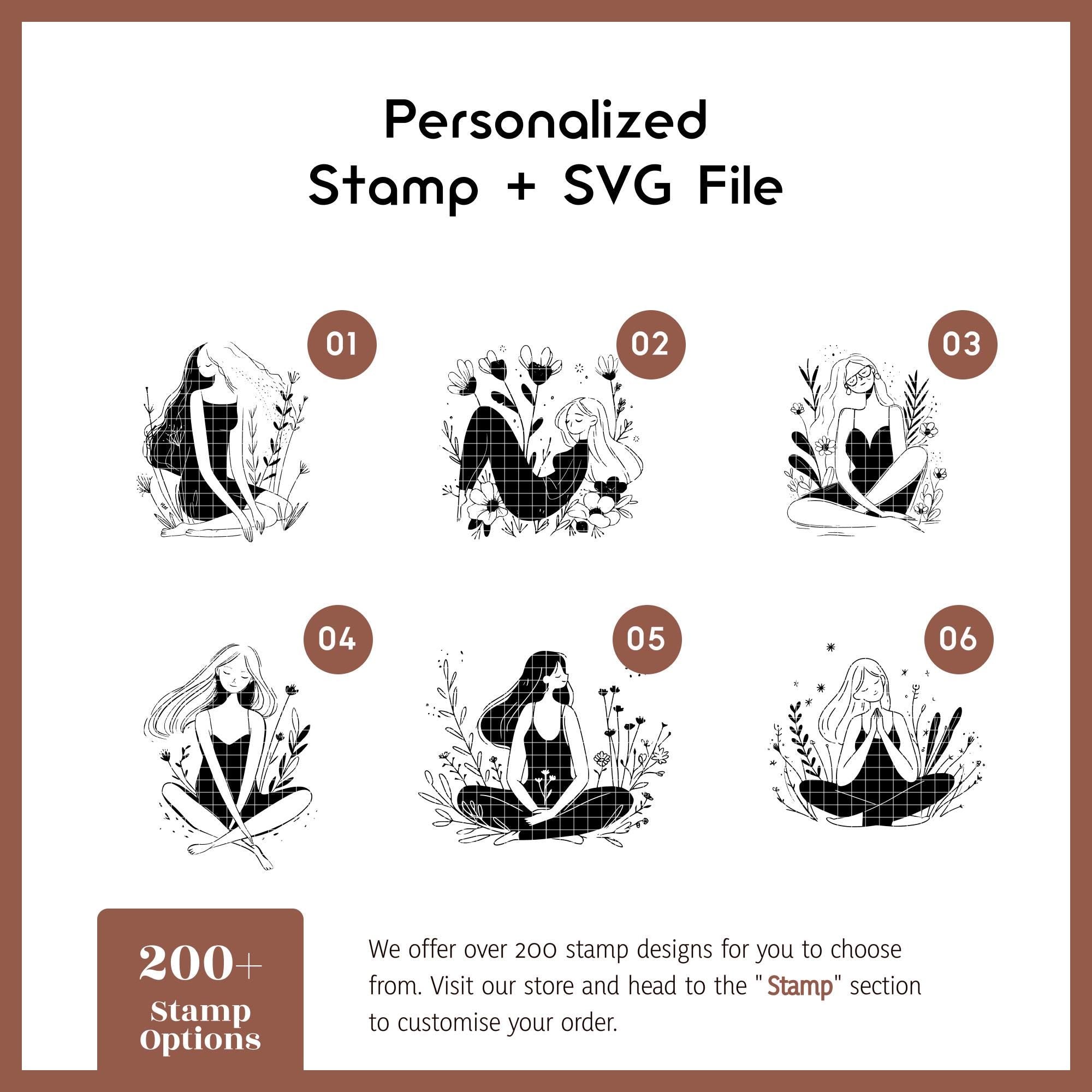 Woman and plant SVG stamp for engraving