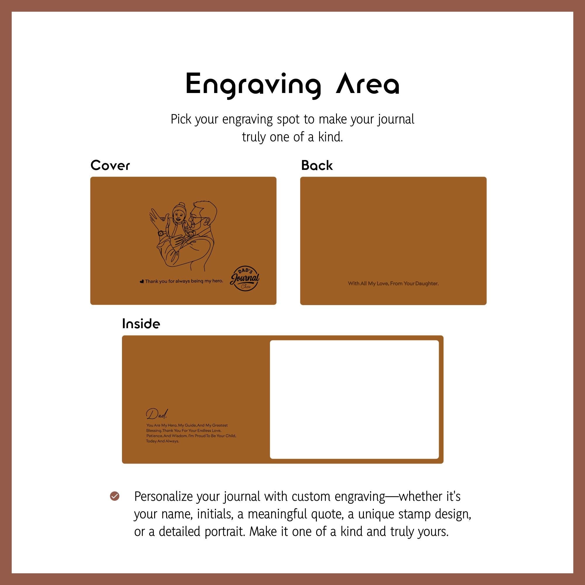 custom engraved leather memory book for dad