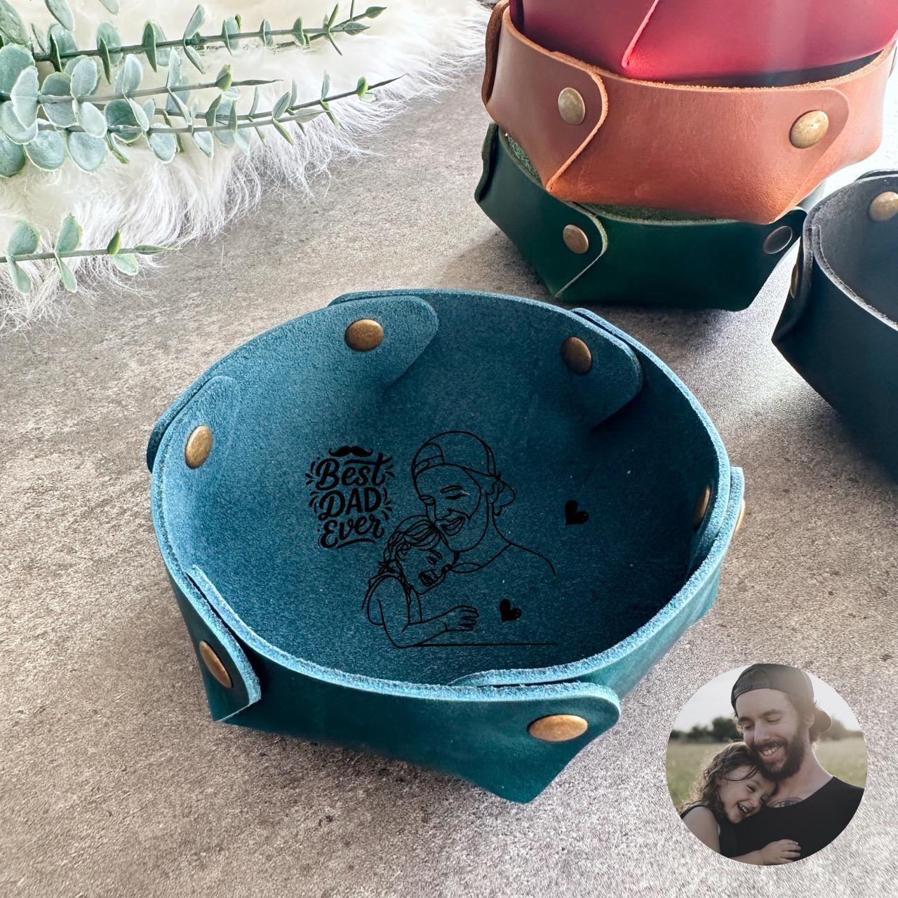 custom dad gift tray with portrait design father’s day keepsake