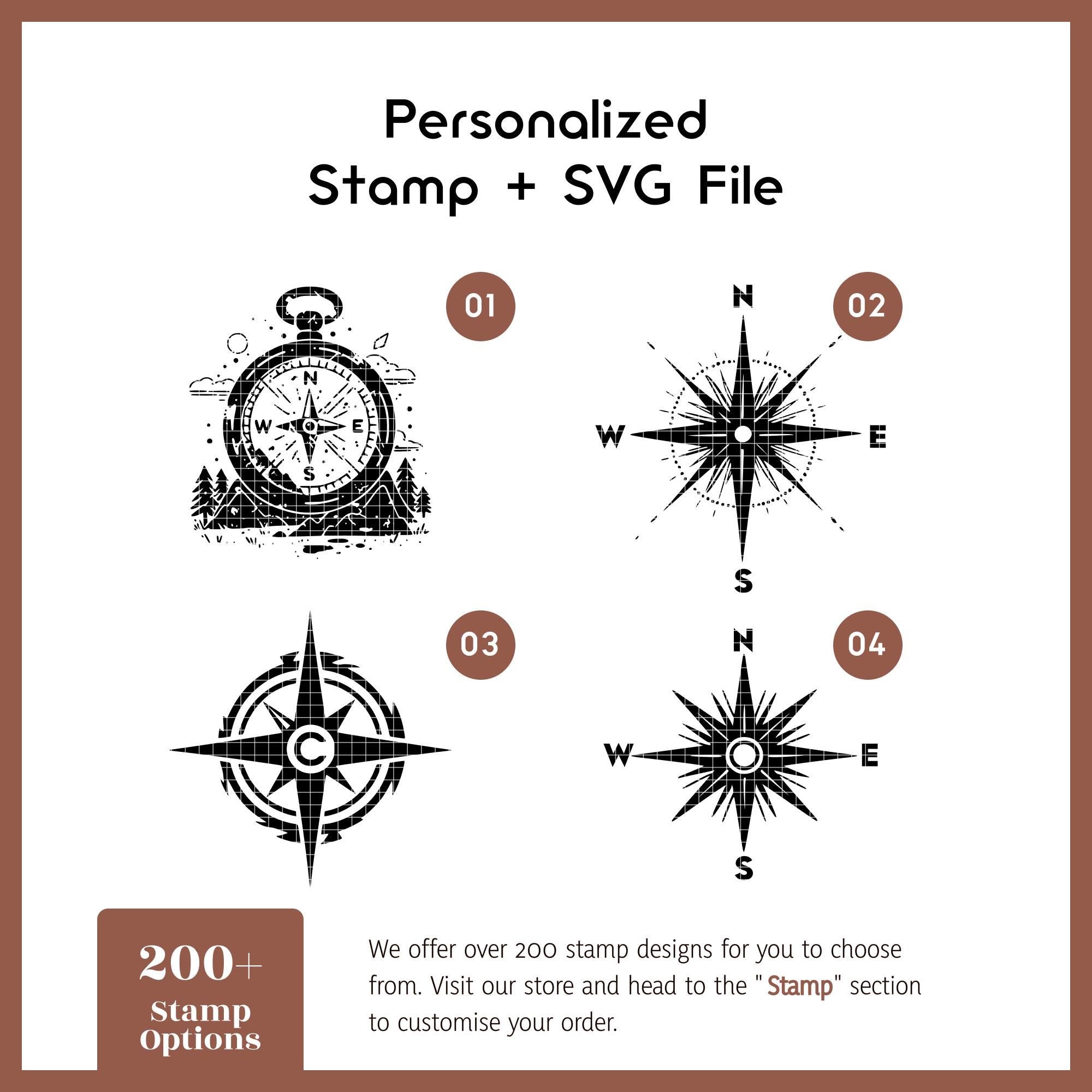 Compass SVG stamp for travel journal engraving