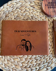Personalised Leather Journal with Couple Portrait, Wedding Gift for Couple, Anniversary Gift for Him or Her