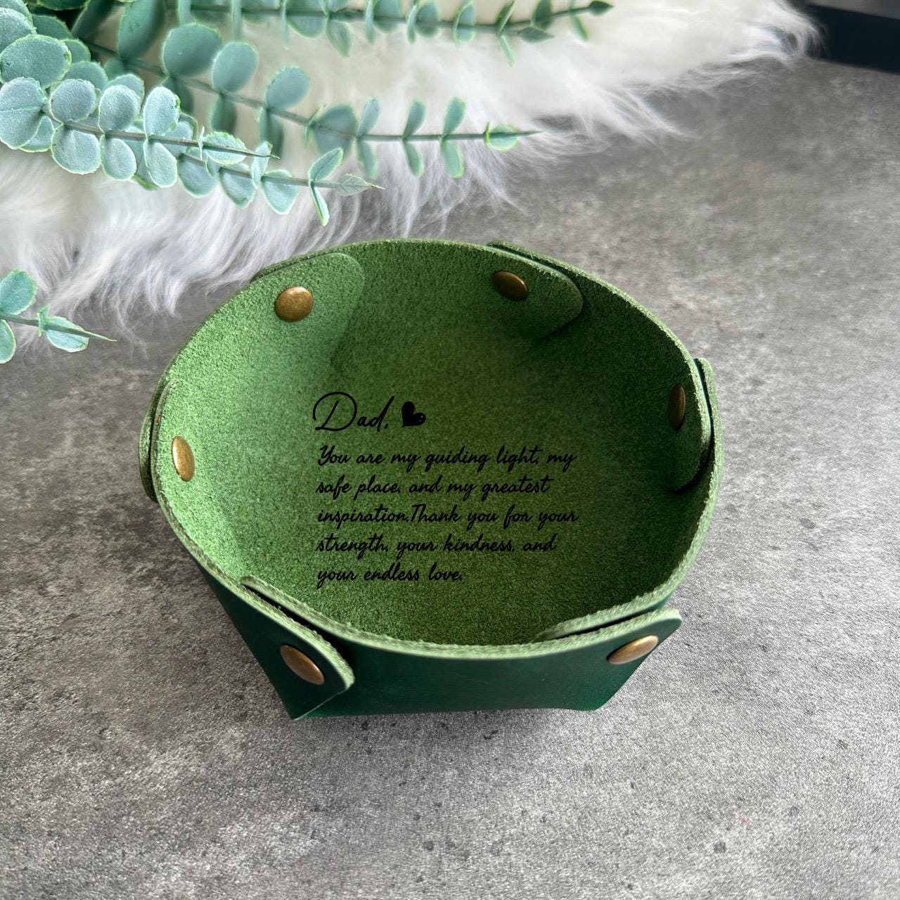 Multi-colour leather tray with Father’s Day design and personalisation options