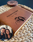 Personalised Leather Journal with Couple Portrait, Wedding Gift for Couple, Anniversary Gift for Him or Her