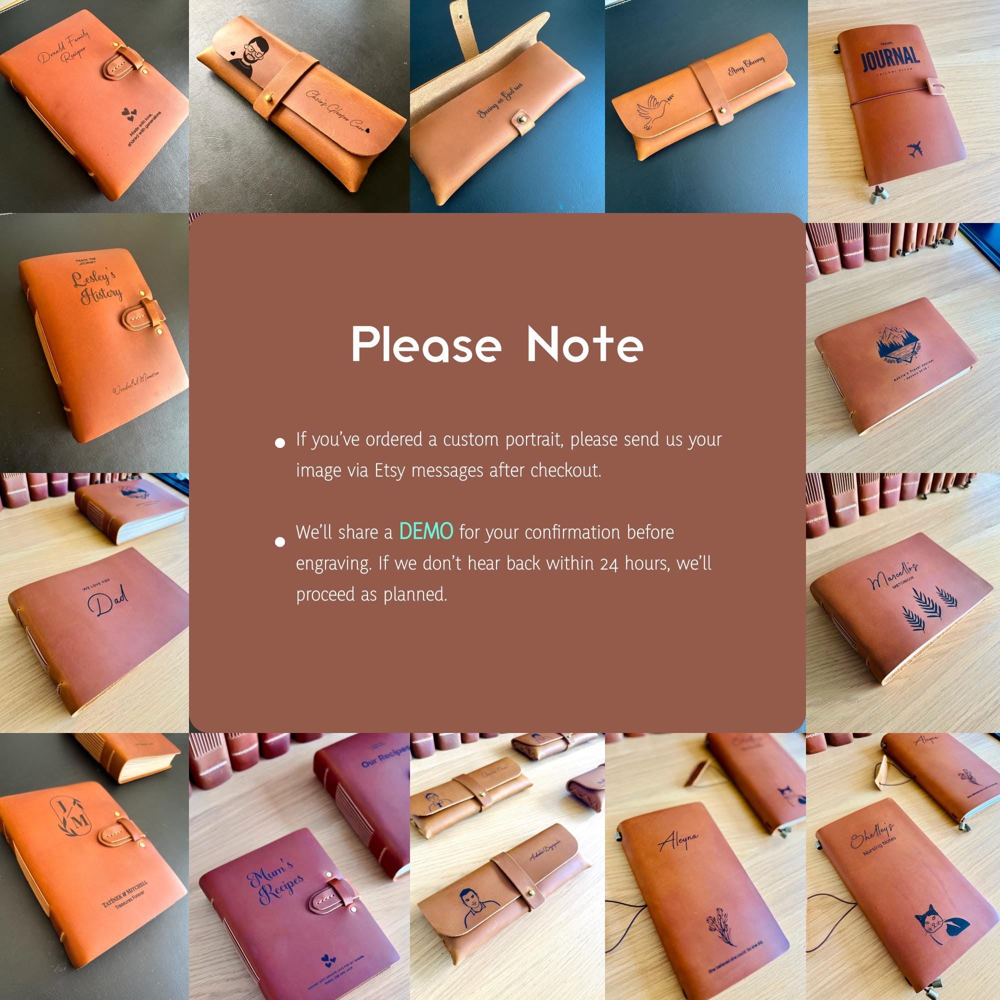 a collage of photos of a notebook with writing on it