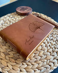 Personalized Leather Journal for Women Birth Flower, Custom Leather Notebook Floral Design Gifts For Her