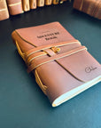 Handmade leather adventure book in crazy horse leather