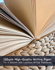 a close up of an open book on a table